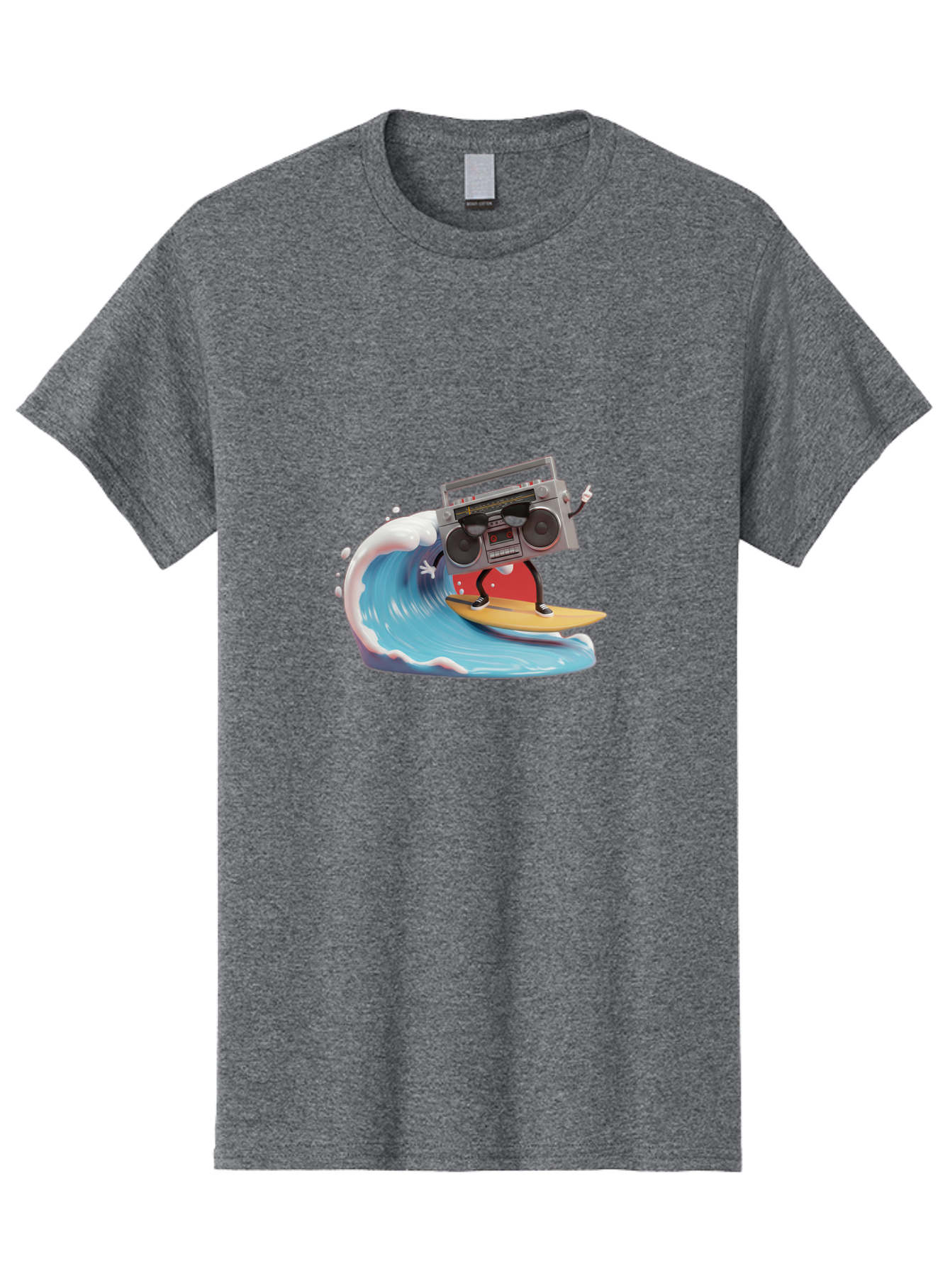 Boombox-Surfing-Wave Men'S Graphic Tee, 100% Cotton, Comfortable Casual Summer Wear, Machine Washable, Boomer Boombox Surfing, Retro Boombox, Surfing Wave, Beach Vibes, Retro Radio, Fun Summer Activity, Cool Surfboard, Radical Wave, Baa194