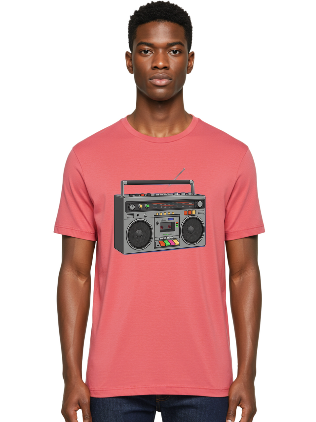 Boombox Men'S Graphic Tee, 100% Cotton, Comfortable Casual Summer Wear, Machine Washable, Vintage Boombox, Retro Radio, Cassette Player, Music On The Go, Portable Speaker, Nostalgic Electronics, 80S Technology, Classic Design Baa196
