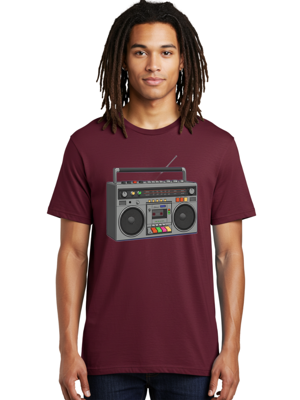 Boombox Men'S Graphic Tee, 100% Cotton, Comfortable Casual Summer Wear, Machine Washable, Vintage Boombox, Retro Radio, Cassette Player, Music On The Go, Portable Speaker, Nostalgic Electronics, 80S Technology, Classic Design Baa196