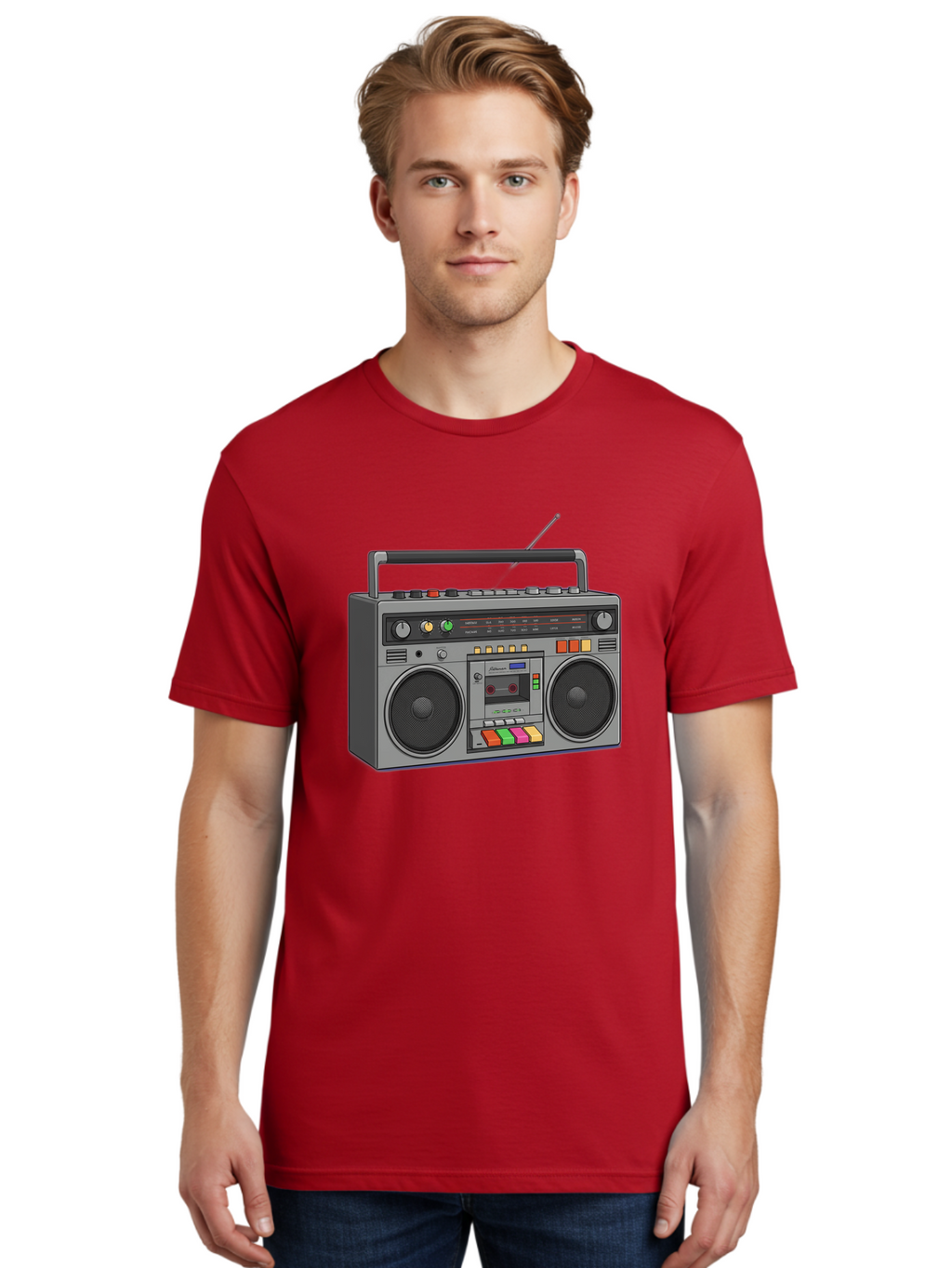 Boombox Men'S Graphic Tee, 100% Cotton, Comfortable Casual Summer Wear, Machine Washable, Vintage Boombox, Retro Radio, Cassette Player, Music On The Go, Portable Speaker, Nostalgic Electronics, 80S Technology, Classic Design Baa196