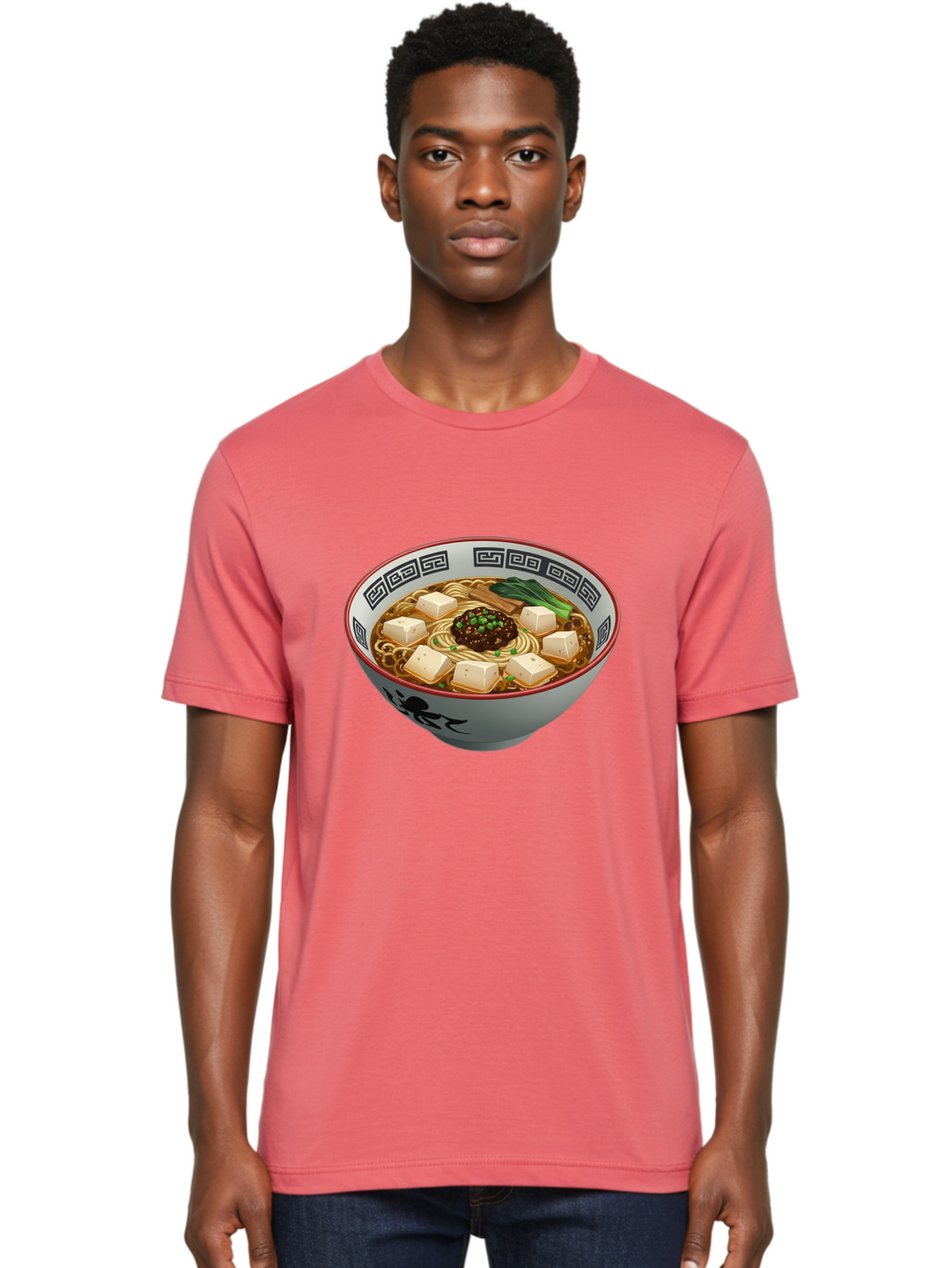 Bowl-Of-Ramen-2 Men'S Graphic Tee, 100% Cotton, Comfortable Casual Summer Wear, Machine Washable, Ramen Noodles, Noodle Soup, Japanese Cuisine, Tofu, Bok Choy, Savory Broth, Asian-Inspired, Delicious Meal, Comforting Food, Hot Soup, Baa198