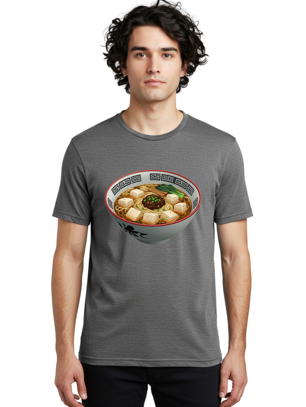 Bowl-Of-Ramen-2 Men'S Graphic Tee, 100% Cotton, Comfortable Casual Summer Wear, Machine Washable, Ramen Noodles, Noodle Soup, Japanese Cuisine, Tofu, Bok Choy, Savory Broth, Asian-Inspired, Delicious Meal, Comforting Food, Hot Soup, Baa198