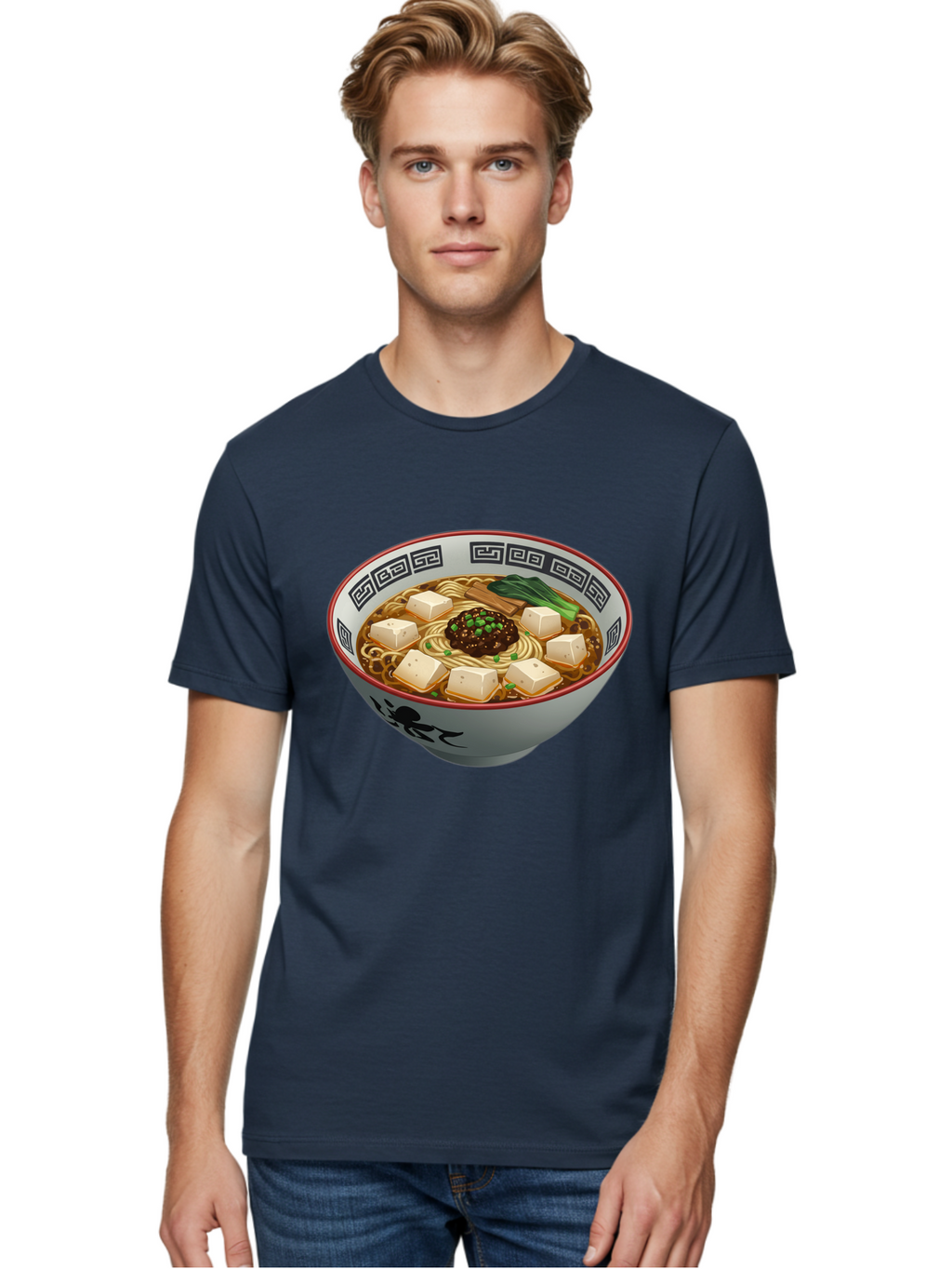 Bowl-Of-Ramen-2 Men'S Graphic Tee, 100% Cotton, Comfortable Casual Summer Wear, Machine Washable, Ramen Noodles, Noodle Soup, Japanese Cuisine, Tofu, Bok Choy, Savory Broth, Asian-Inspired, Delicious Meal, Comforting Food, Hot Soup, Baa198