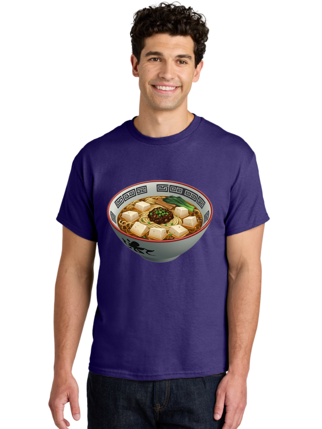 Bowl-Of-Ramen-2 Men'S Graphic Tee, 100% Cotton, Comfortable Casual Summer Wear, Machine Washable, Ramen Noodles, Noodle Soup, Japanese Cuisine, Tofu, Bok Choy, Savory Broth, Asian-Inspired, Delicious Meal, Comforting Food, Hot Soup, Baa198