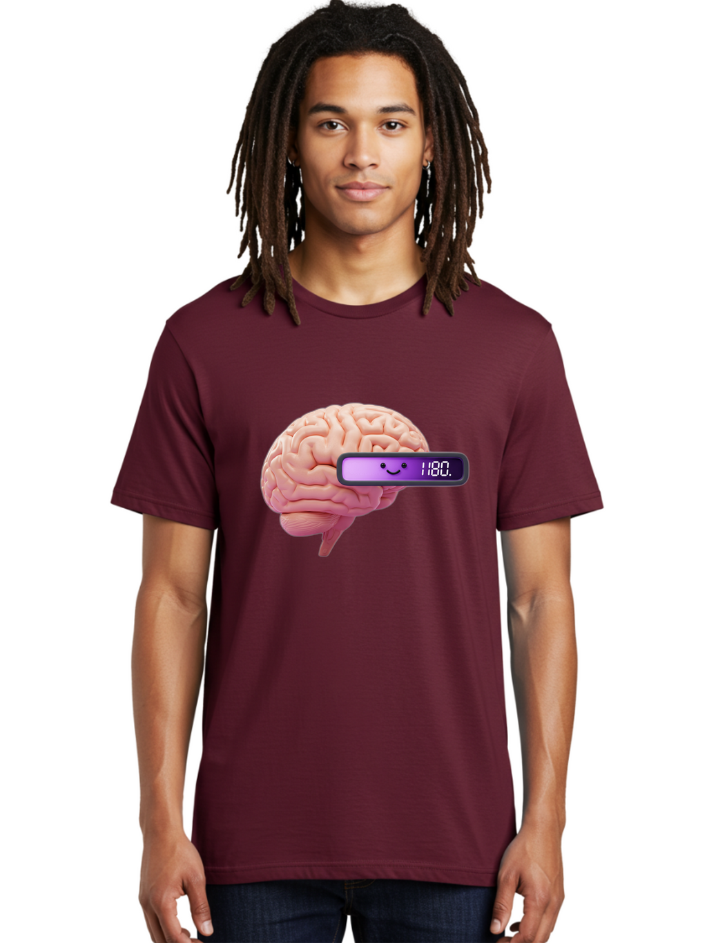 Brain-180 Men'S Graphic Tee, 100% Cotton, Comfortable Casual Summer Wear, Machine Washable, Human Brain, Brain Health, Mental Wellness, Mood Score, Happy Face, Score 180, Emotional Intelligence, Mental State Baa201