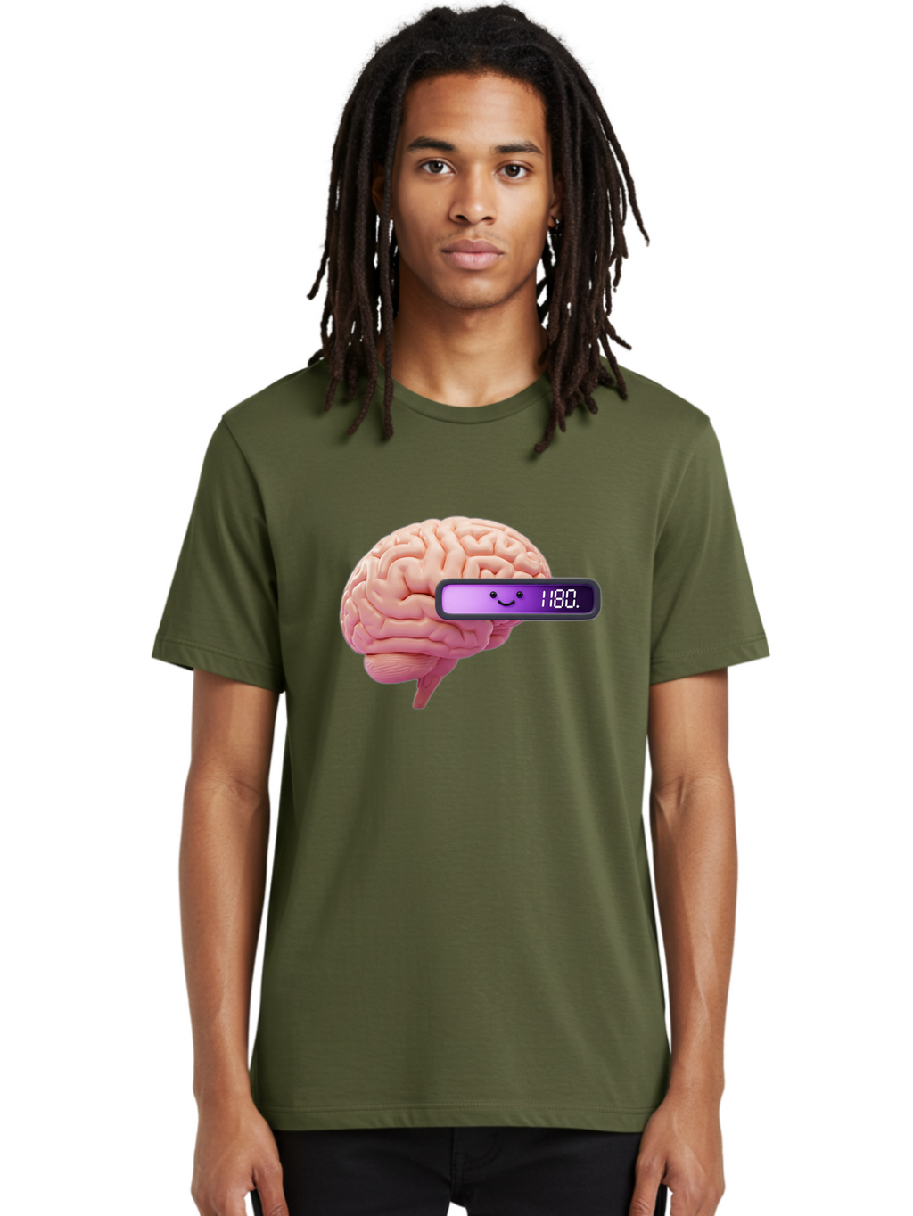 Brain-180 Men'S Graphic Tee, 100% Cotton, Comfortable Casual Summer Wear, Machine Washable, Human Brain, Brain Health, Mental Wellness, Mood Score, Happy Face, Score 180, Emotional Intelligence, Mental State Baa201