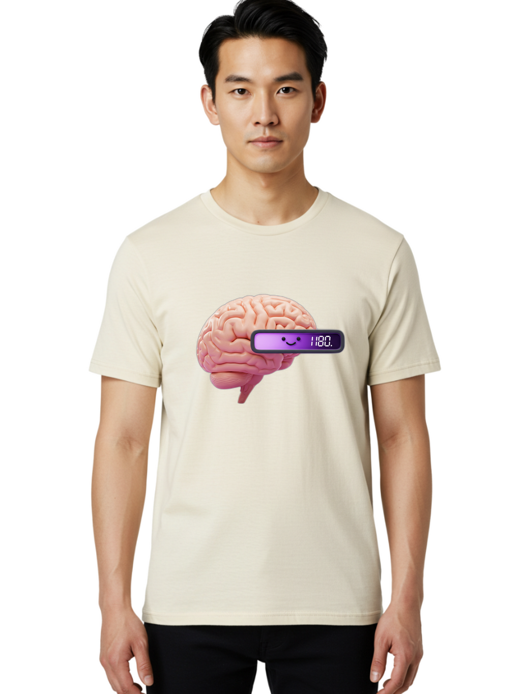 Brain-180 Men'S Graphic Tee, 100% Cotton, Comfortable Casual Summer Wear, Machine Washable, Human Brain, Brain Health, Mental Wellness, Mood Score, Happy Face, Score 180, Emotional Intelligence, Mental State Baa201