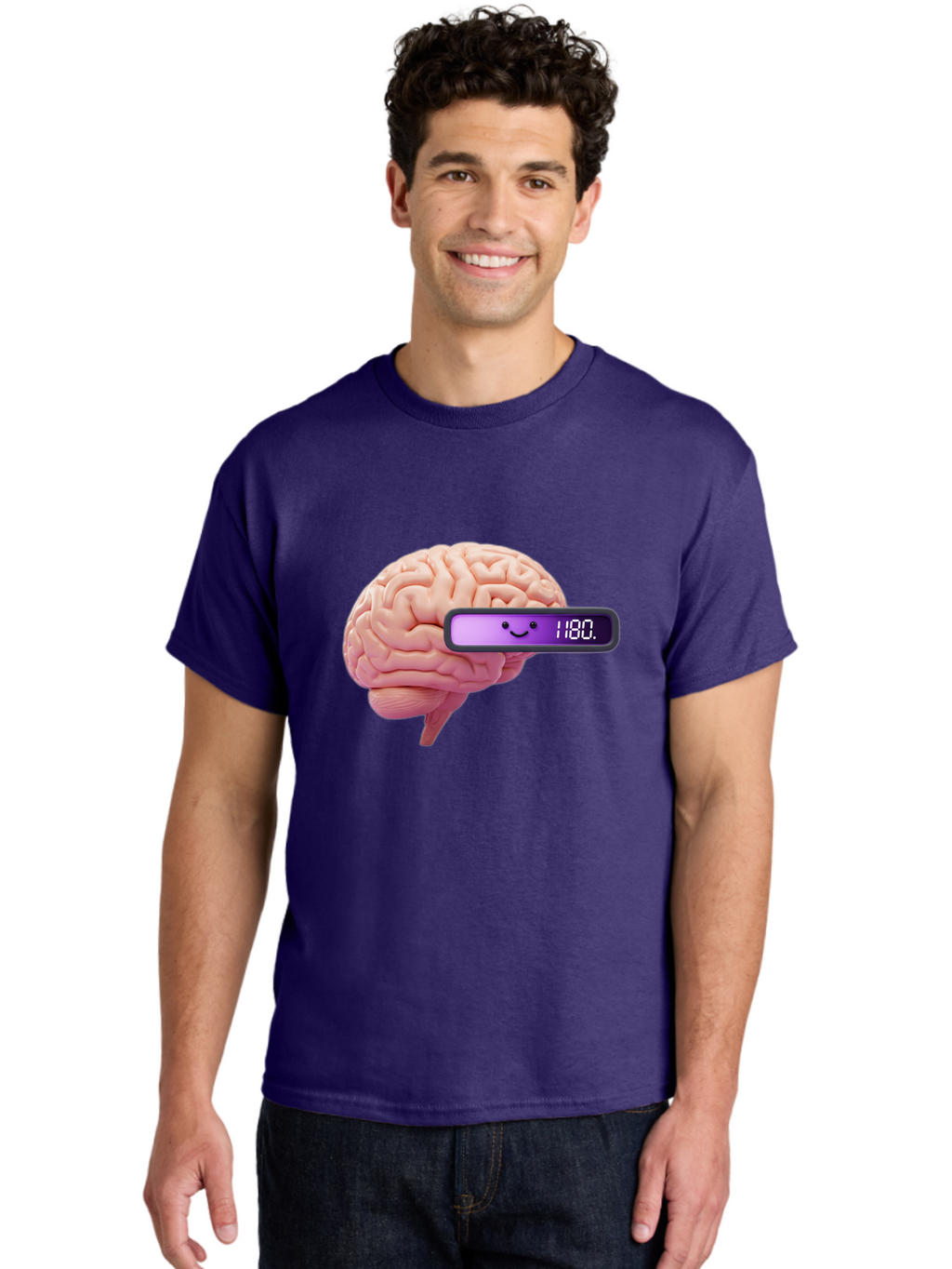 Brain-180 Men'S Graphic Tee, 100% Cotton, Comfortable Casual Summer Wear, Machine Washable, Human Brain, Brain Health, Mental Wellness, Mood Score, Happy Face, Score 180, Emotional Intelligence, Mental State Baa201
