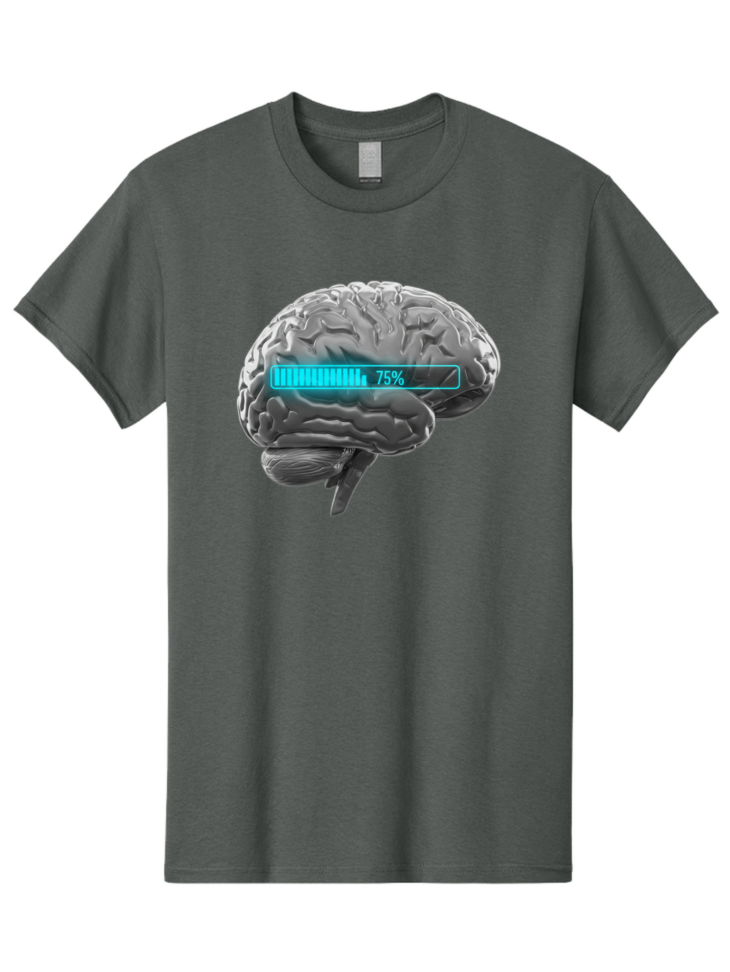 Brain-75 Men'S Graphic Tee, 100% Cotton, Comfortable Casual Summer Wear, Machine Washable, Human Brain, Cognitive Function, Mental Capacity, Brain Activity, Neurological Health, Mental Performance, 75% Battery, Brain Power Baa203