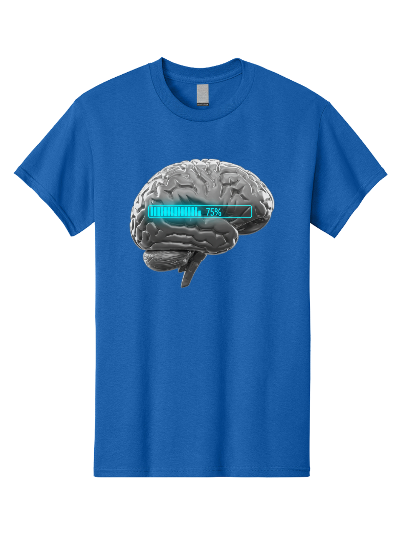 Brain-75 Men'S Graphic Tee, 100% Cotton, Comfortable Casual Summer Wear, Machine Washable, Human Brain, Cognitive Function, Mental Capacity, Brain Activity, Neurological Health, Mental Performance, 75% Battery, Brain Power Baa203
