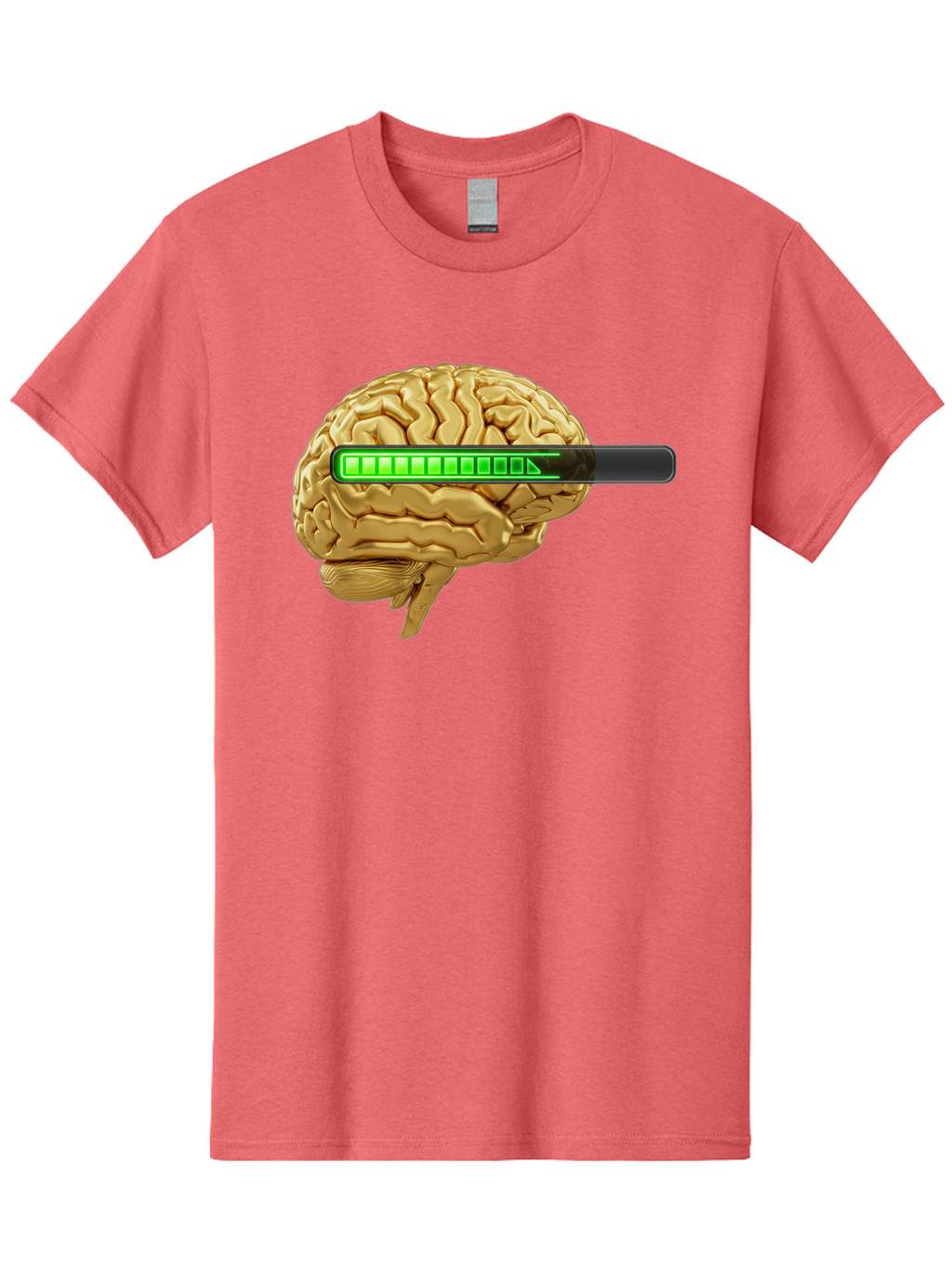 Brain-Battery Men'S Graphic Tee, 100% Cotton, Comfortable Casual Summer Wear, Machine Washable, Human Brain, Charging Battery, Digital Illustration, Green Battery Bar, Cognitive Enhancement, Brain Power, Neuroscience, Futuristic Concept, Baa204