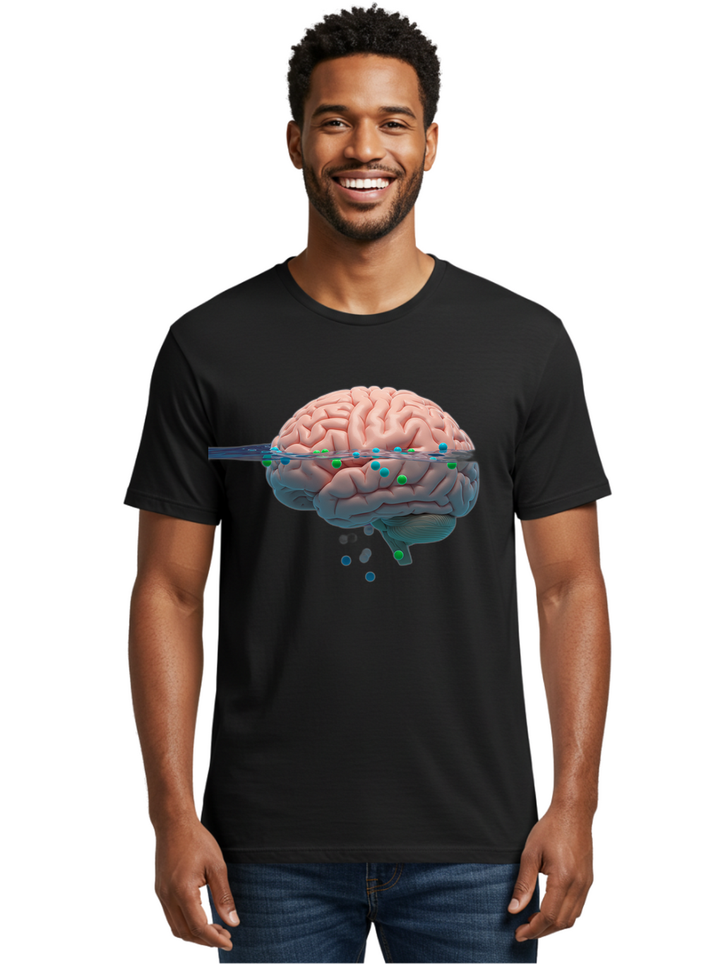 Brain-Being-Siphoned Men'S Graphic Tee, 100% Cotton, Comfortable Casual Summer Wear, Machine Washable, Human Brain, Neuroscience, Cognitive Function, Neurological Research, Brain Health, Neural Activity, Science Illustration, Medical Art, Baa205
