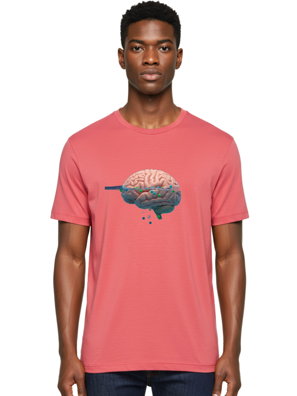 Brain-Being-Siphoned Men'S Graphic Tee, 100% Cotton, Comfortable Casual Summer Wear, Machine Washable, Human Brain, Neuroscience, Cognitive Function, Neurological Research, Brain Health, Neural Activity, Science Illustration, Medical Art, Baa205