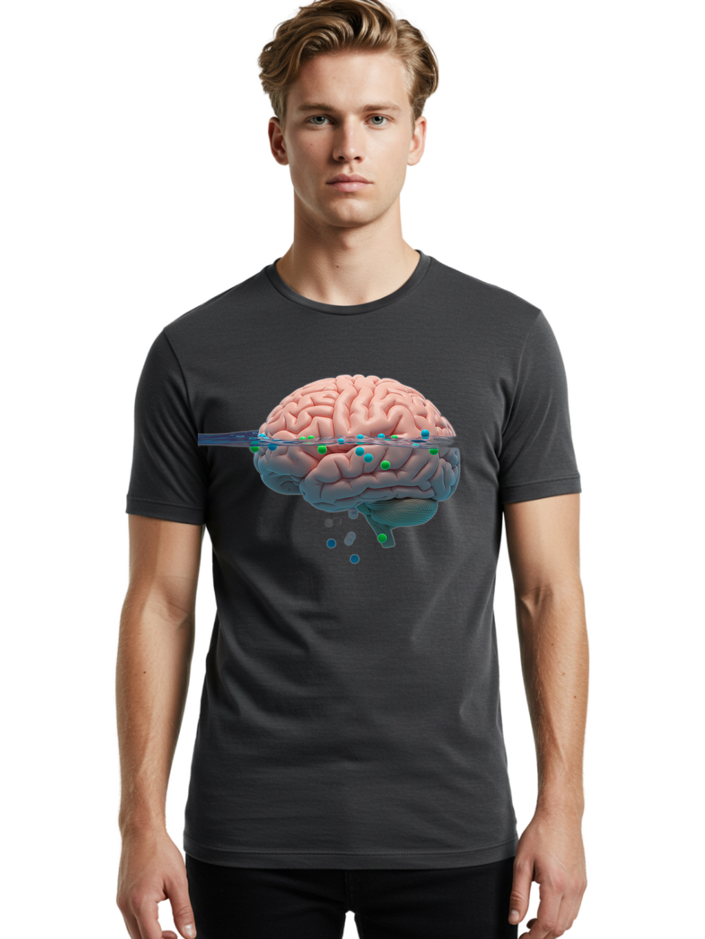 Brain-Being-Siphoned Men'S Graphic Tee, 100% Cotton, Comfortable Casual Summer Wear, Machine Washable, Human Brain, Neuroscience, Cognitive Function, Neurological Research, Brain Health, Neural Activity, Science Illustration, Medical Art, Baa205