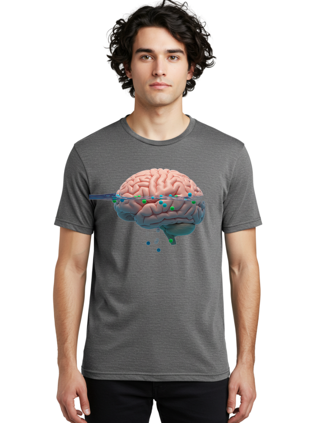 Brain-Being-Siphoned Men'S Graphic Tee, 100% Cotton, Comfortable Casual Summer Wear, Machine Washable, Human Brain, Neuroscience, Cognitive Function, Neurological Research, Brain Health, Neural Activity, Science Illustration, Medical Art, Baa205