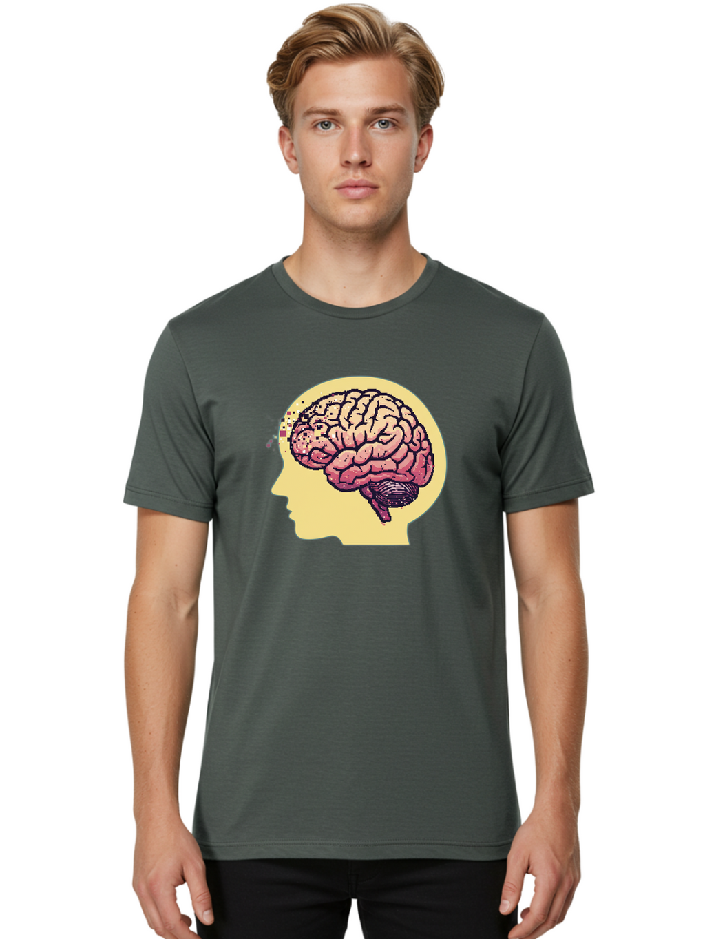 Brain-Drain Men'S Graphic Tee, 100% Cotton, Comfortable Casual Summer Wear, Machine Washable, Human Brain, Neuroscience, Mental Health, Cognitive Function, Psychology, Brain Activity, Thought Process, Neurological Disorder, Baa207