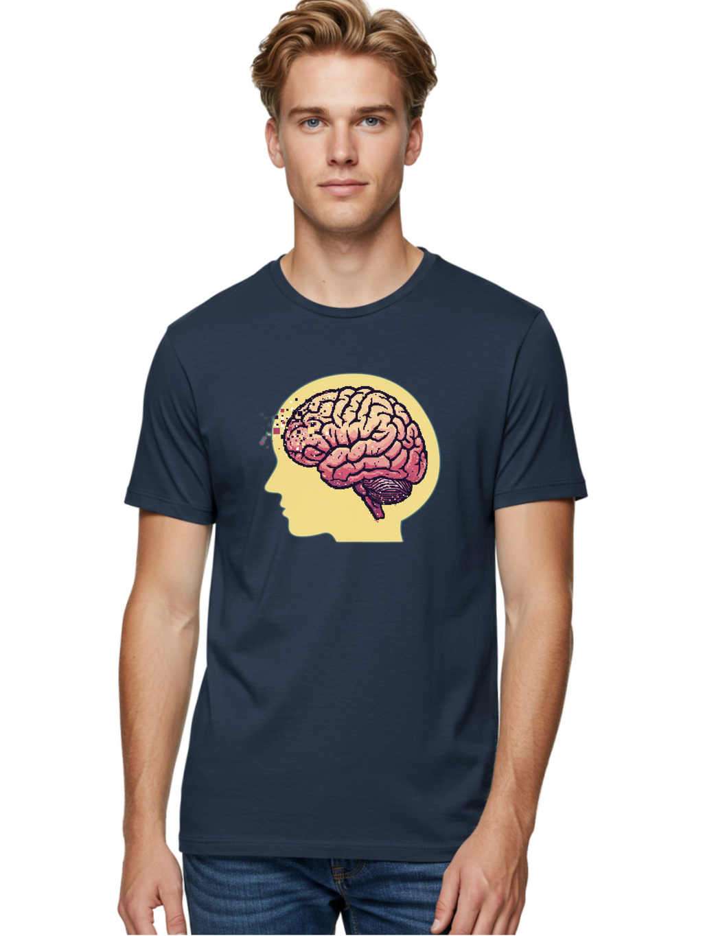 Brain-Drain Men'S Graphic Tee, 100% Cotton, Comfortable Casual Summer Wear, Machine Washable, Human Brain, Neuroscience, Mental Health, Cognitive Function, Psychology, Brain Activity, Thought Process, Neurological Disorder, Baa207