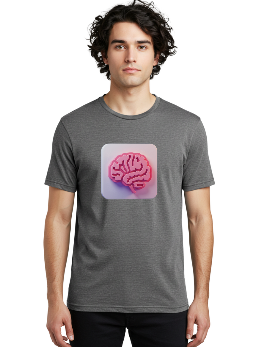 Brain-Icon Men'S Graphic Tee, 100% Cotton, Comfortable Casual Summer Wear, Machine Washable, Pink Brain Icon, Human Brain, Cognitive Function, Neuroscience, Brain Health, Medical Illustration, 3D Model Baa210
