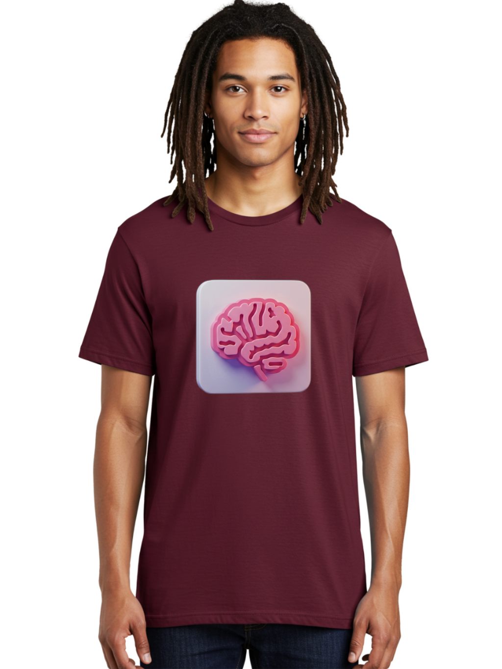 Brain-Icon Men'S Graphic Tee, 100% Cotton, Comfortable Casual Summer Wear, Machine Washable, Pink Brain Icon, Human Brain, Cognitive Function, Neuroscience, Brain Health, Medical Illustration, 3D Model Baa210