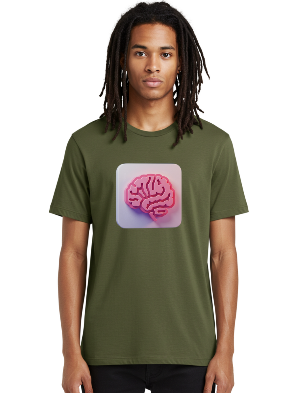 Brain-Icon Men'S Graphic Tee, 100% Cotton, Comfortable Casual Summer Wear, Machine Washable, Pink Brain Icon, Human Brain, Cognitive Function, Neuroscience, Brain Health, Medical Illustration, 3D Model Baa210