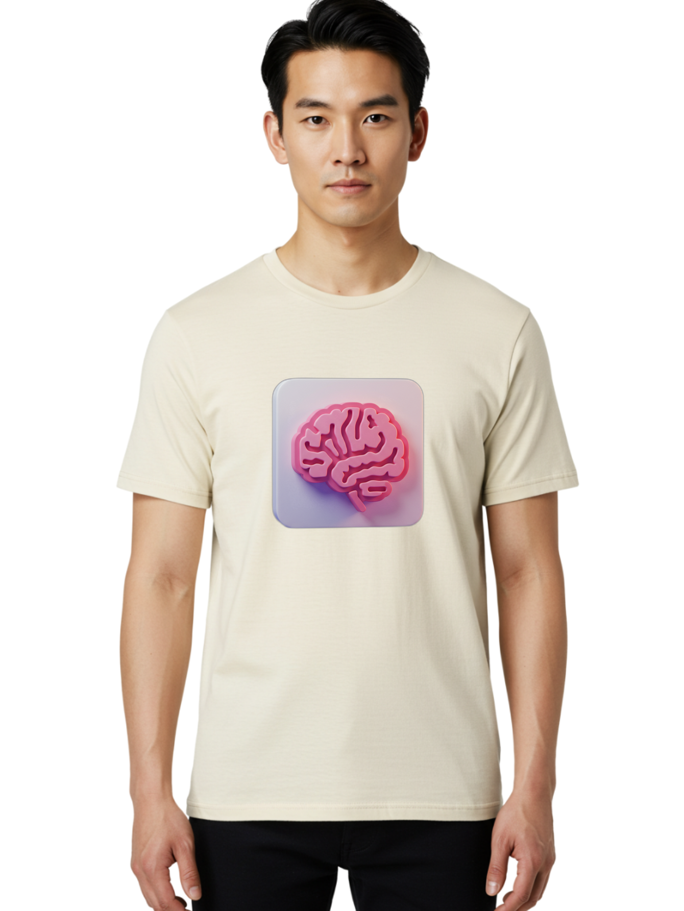 Brain-Icon Men'S Graphic Tee, 100% Cotton, Comfortable Casual Summer Wear, Machine Washable, Pink Brain Icon, Human Brain, Cognitive Function, Neuroscience, Brain Health, Medical Illustration, 3D Model Baa210