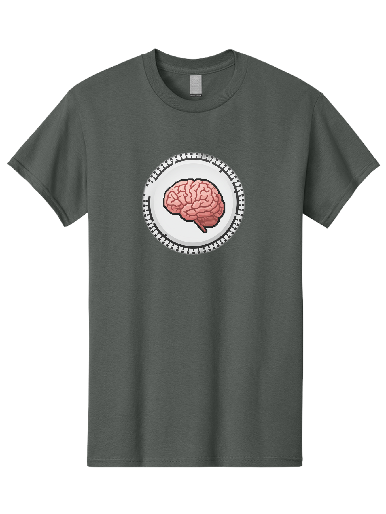 Brain-Puzzle-Piece Men'S Graphic Tee, 100% Cotton, Comfortable Casual Summer Wear, Machine Washable, Human Brain Illustration, Digital Art, Cognitive Function, Neuroscience, Puzzle Piece, Pink And White Colors, Black Outline Baa212