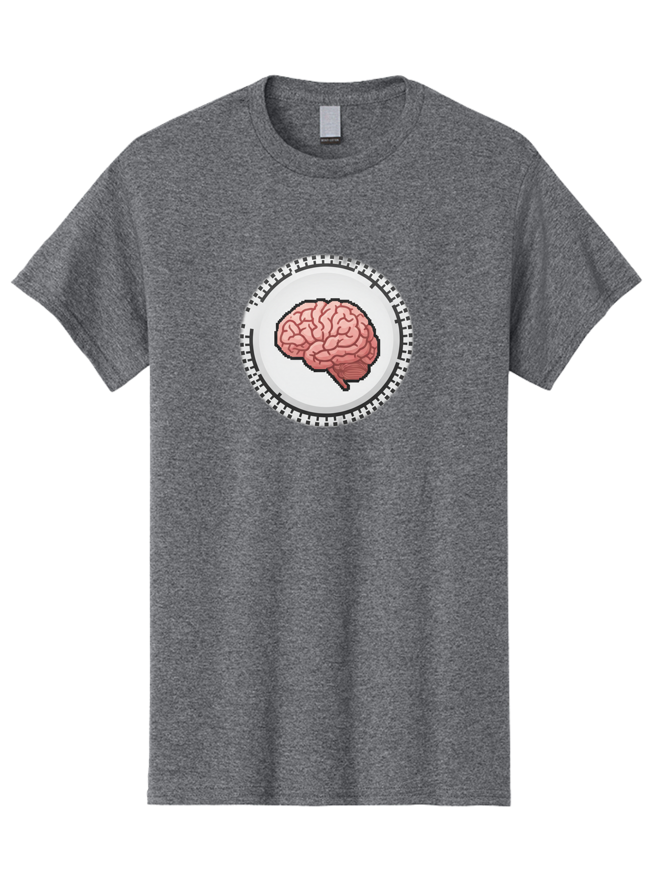 Brain-Puzzle-Piece Men'S Graphic Tee, 100% Cotton, Comfortable Casual Summer Wear, Machine Washable, Human Brain Illustration, Digital Art, Cognitive Function, Neuroscience, Puzzle Piece, Pink And White Colors, Black Outline Baa212
