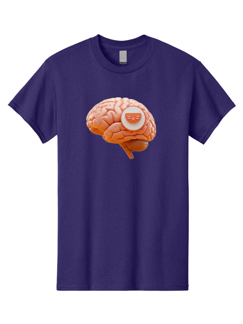 Brain-With-Emoji Men'S Graphic Tee, 100% Cotton, Comfortable Casual Summer Wear, Machine Washable, Human Brain, Smiley Face, Emoticon, Facial Expression, Happiness, 3D Rendering, Digital Art, Creative Design, Brain Illustration, Cute Character Baa214