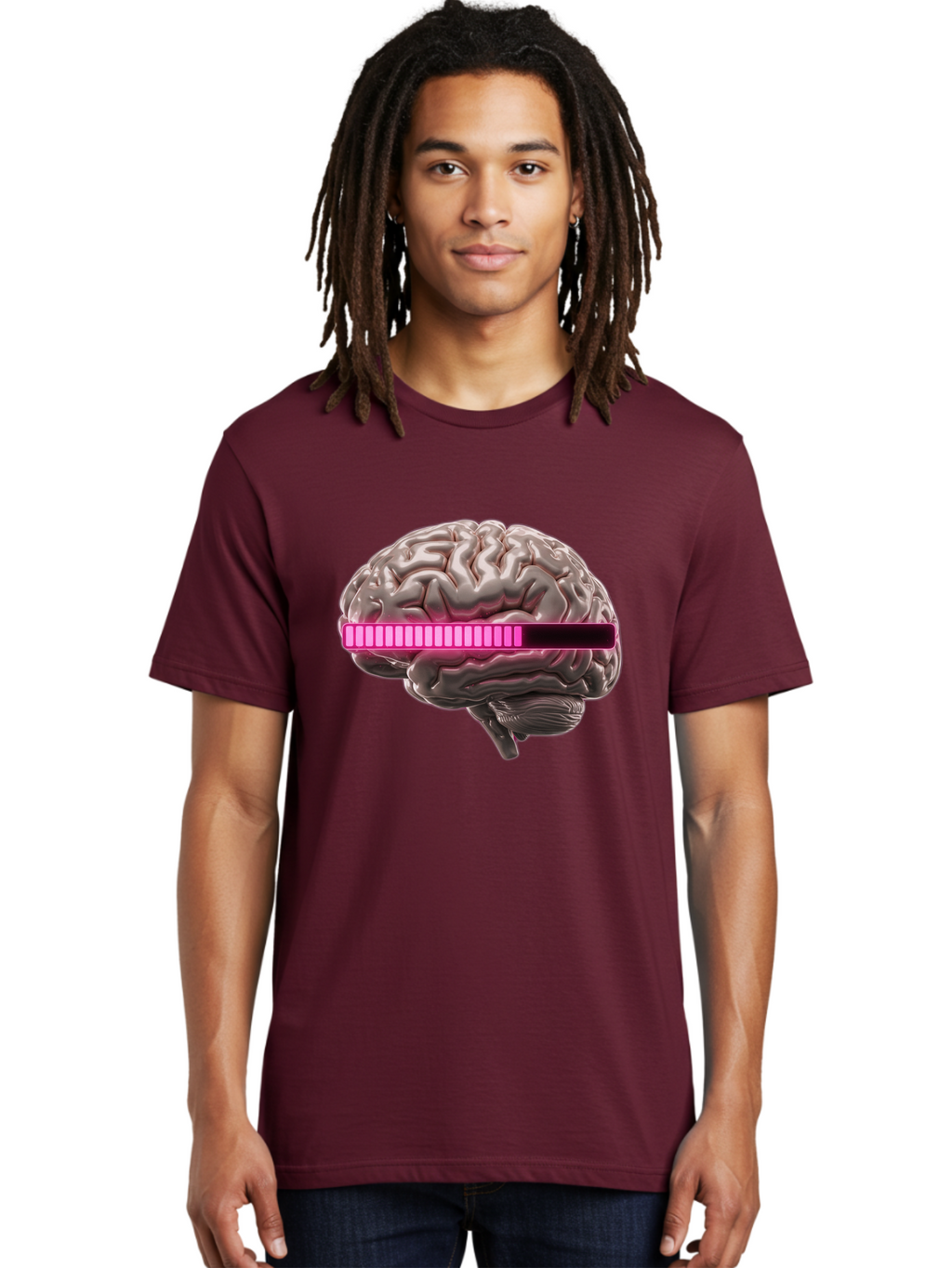 Brain-With-Equalizer Men'S Graphic Tee, 100% Cotton, Comfortable Casual Summer Wear, Machine Washable, Human Brain, Sound Equalizer, Music Visualization, Audio Technology, Neuroscience, Cognitive Function, Digital Art, Futuristic Design Baa215