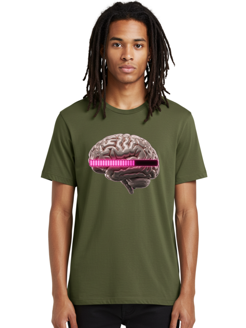 Brain-With-Equalizer Men'S Graphic Tee, 100% Cotton, Comfortable Casual Summer Wear, Machine Washable, Human Brain, Sound Equalizer, Music Visualization, Audio Technology, Neuroscience, Cognitive Function, Digital Art, Futuristic Design Baa215