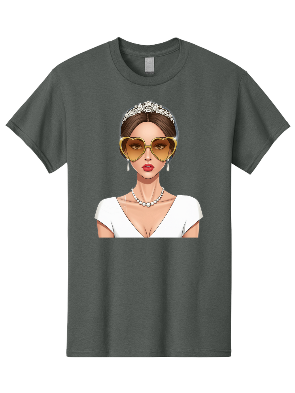 Bride Men'S Graphic Tee, 100% Cotton, Comfortable Casual Summer Wear, Machine Washable, Bride Avatar, White Wedding Dress, Heart-Shaped Sunglasses, Pearl Necklace, Elegant Attire, Glamorous Accessories, Fashionable Design, Luxury Style, Baa234