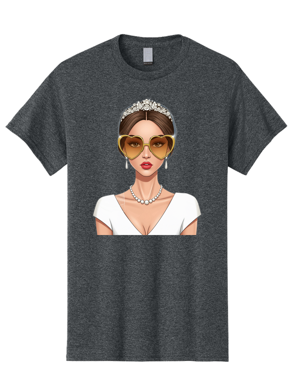 Bride Men'S Graphic Tee, 100% Cotton, Comfortable Casual Summer Wear, Machine Washable, Bride Avatar, White Wedding Dress, Heart-Shaped Sunglasses, Pearl Necklace, Elegant Attire, Glamorous Accessories, Fashionable Design, Luxury Style, Baa234