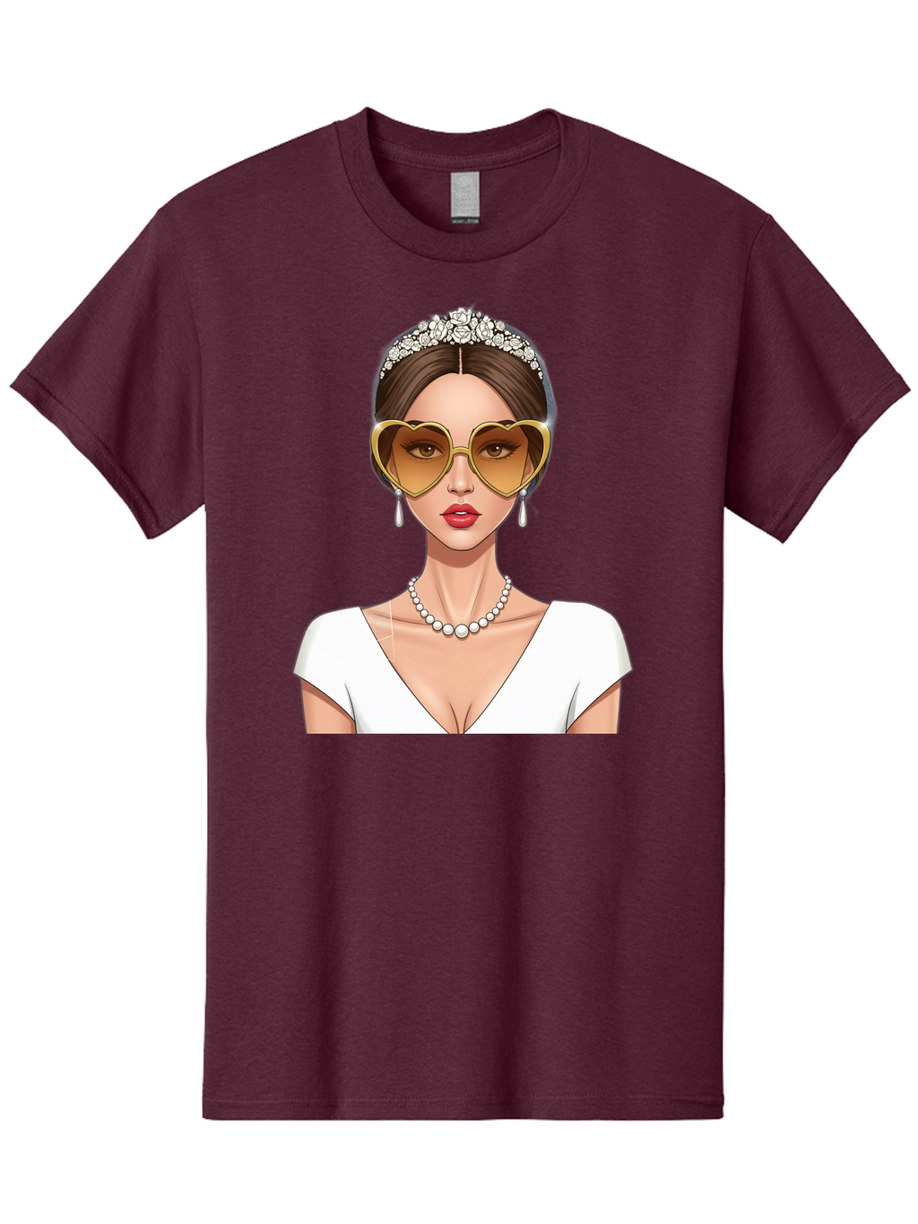 Bride Men'S Graphic Tee, 100% Cotton, Comfortable Casual Summer Wear, Machine Washable, Bride Avatar, White Wedding Dress, Heart-Shaped Sunglasses, Pearl Necklace, Elegant Attire, Glamorous Accessories, Fashionable Design, Luxury Style, Baa234