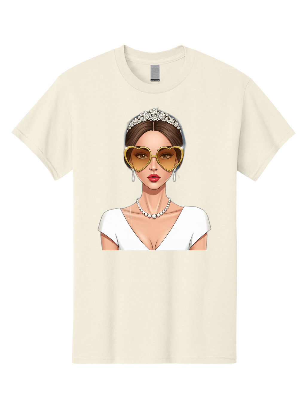 Bride Men'S Graphic Tee, 100% Cotton, Comfortable Casual Summer Wear, Machine Washable, Bride Avatar, White Wedding Dress, Heart-Shaped Sunglasses, Pearl Necklace, Elegant Attire, Glamorous Accessories, Fashionable Design, Luxury Style, Baa234