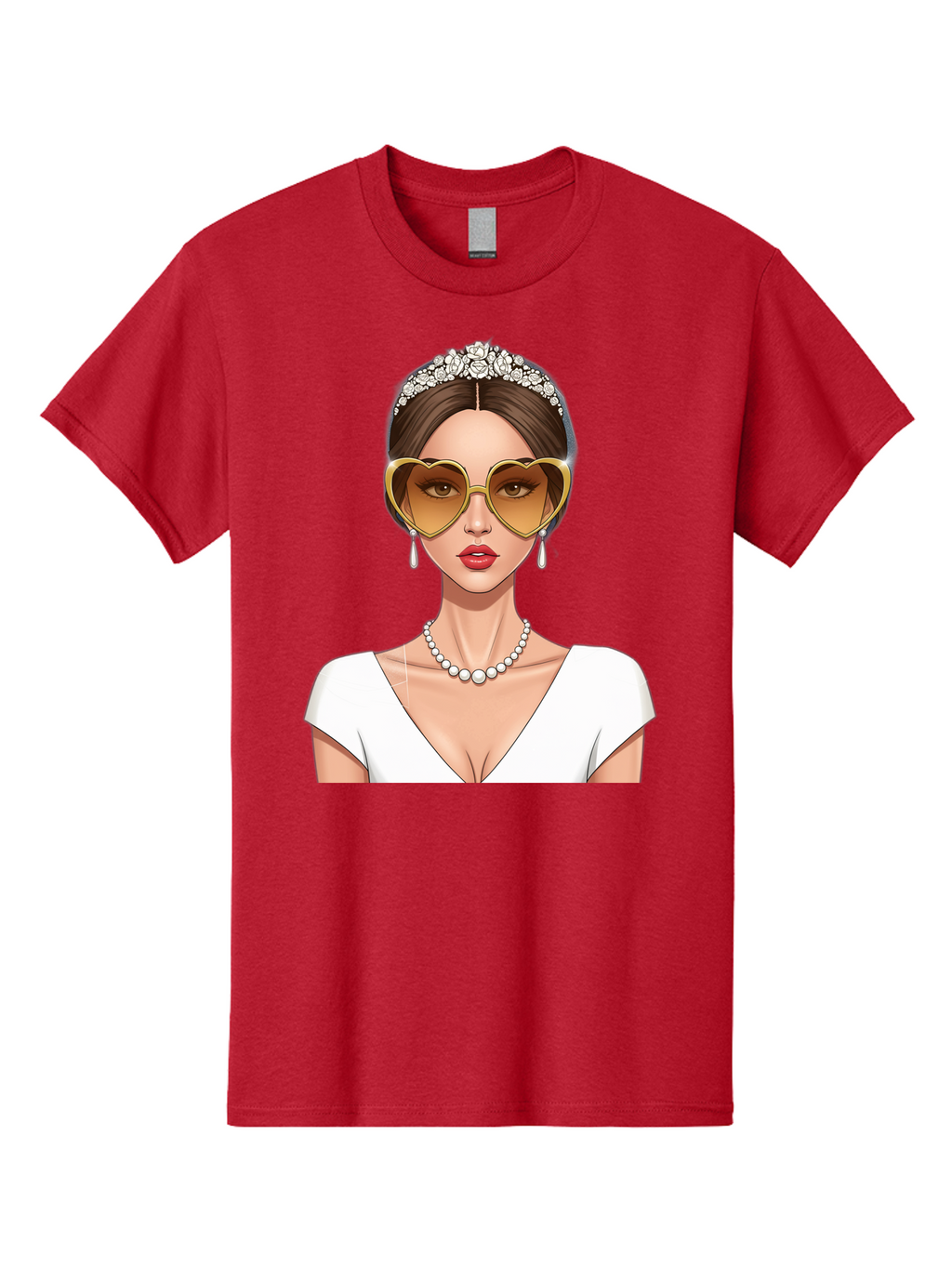 Bride Men'S Graphic Tee, 100% Cotton, Comfortable Casual Summer Wear, Machine Washable, Bride Avatar, White Wedding Dress, Heart-Shaped Sunglasses, Pearl Necklace, Elegant Attire, Glamorous Accessories, Fashionable Design, Luxury Style, Baa234