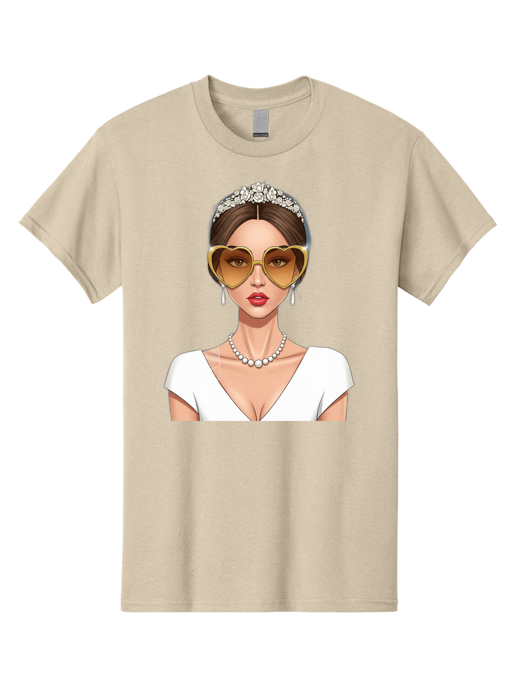 Bride Men'S Graphic Tee, 100% Cotton, Comfortable Casual Summer Wear, Machine Washable, Bride Avatar, White Wedding Dress, Heart-Shaped Sunglasses, Pearl Necklace, Elegant Attire, Glamorous Accessories, Fashionable Design, Luxury Style, Baa234