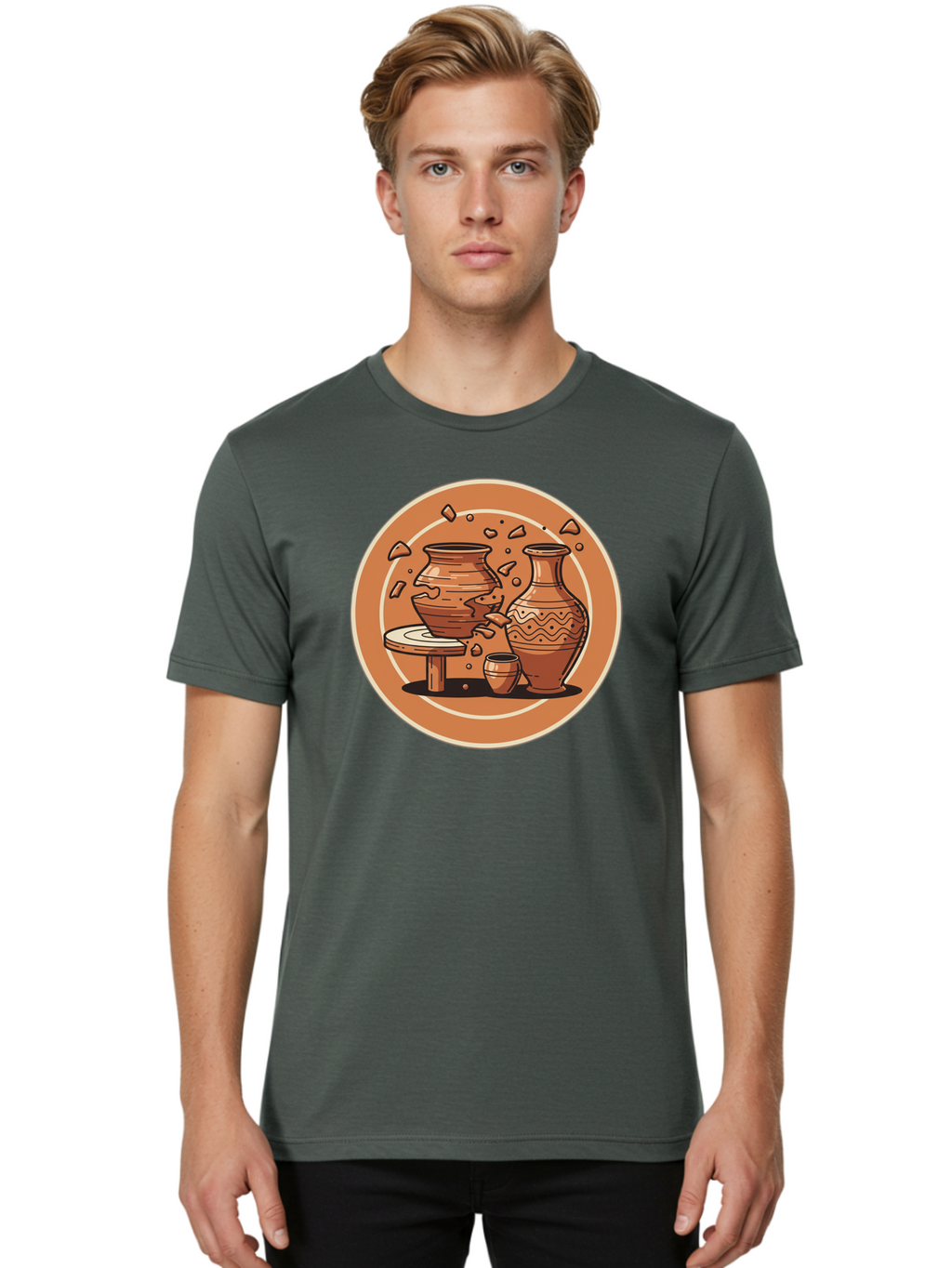 Broken-Clay-Pot Men'S Graphic Tee, 100% Cotton, Comfortable Casual Summer Wear, Machine Washable, Clay Pots, Pottery, Ceramics, Broken Pieces, Potter'S Wheel, Handmade Craftsmanship, Earthy Tones, Traditional Art, Cultural Heritage Baa236
