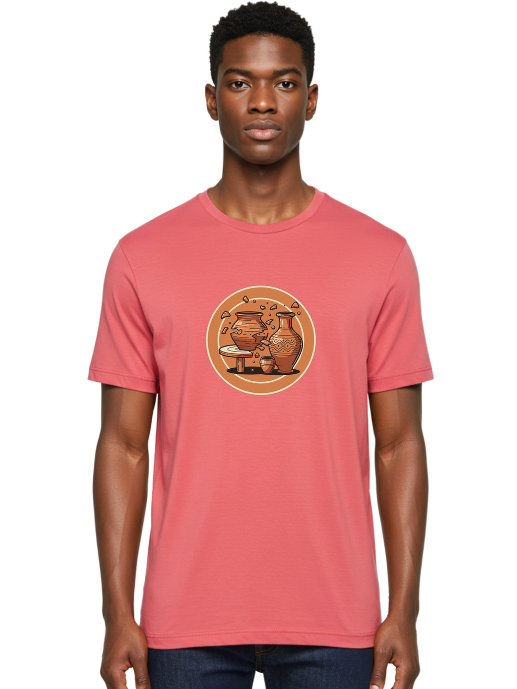 Broken-Clay-Pot Men'S Graphic Tee, 100% Cotton, Comfortable Casual Summer Wear, Machine Washable, Clay Pots, Pottery, Ceramics, Broken Pieces, Potter'S Wheel, Handmade Craftsmanship, Earthy Tones, Traditional Art, Cultural Heritage Baa236
