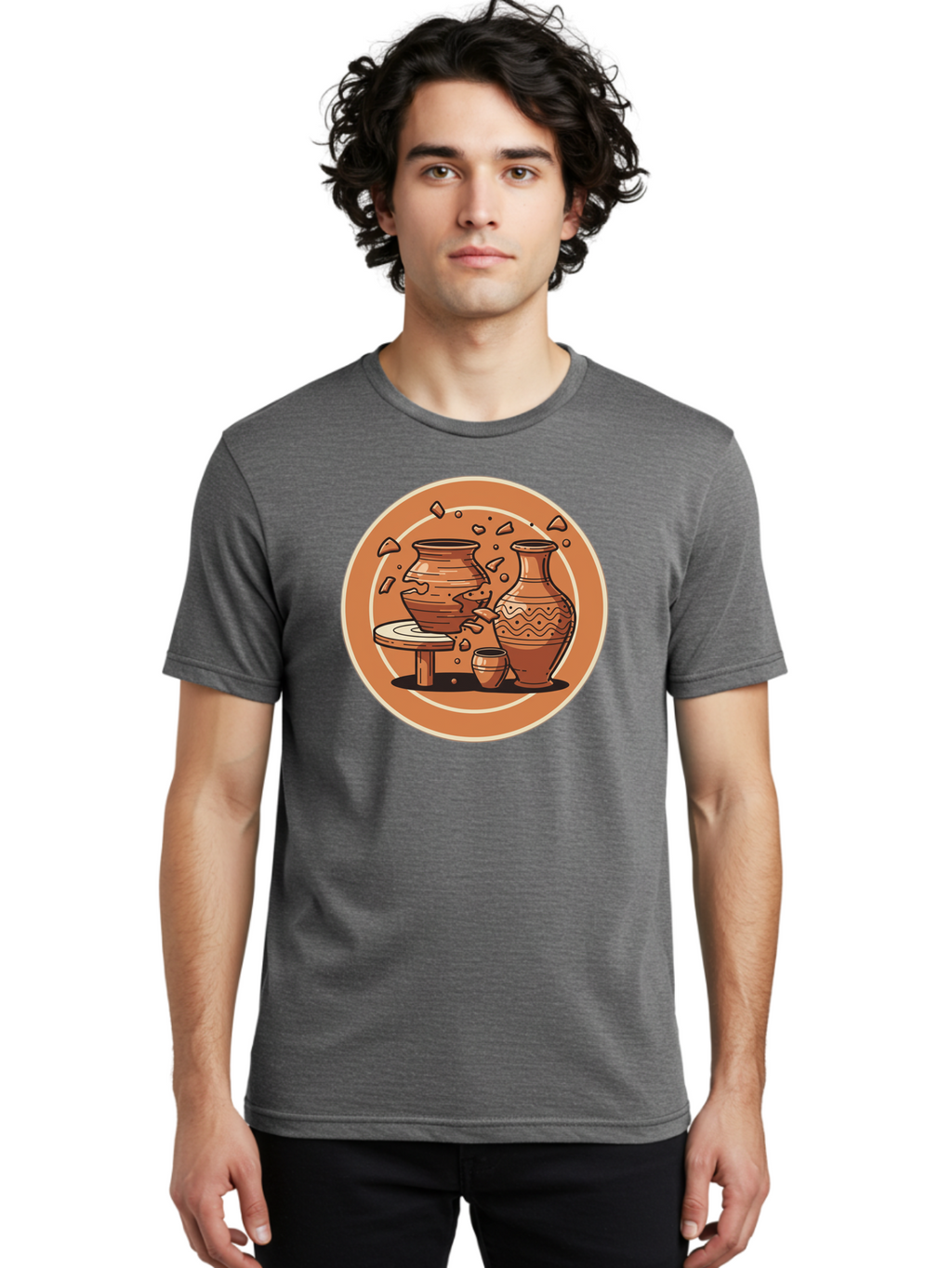 Broken-Clay-Pot Men'S Graphic Tee, 100% Cotton, Comfortable Casual Summer Wear, Machine Washable, Clay Pots, Pottery, Ceramics, Broken Pieces, Potter'S Wheel, Handmade Craftsmanship, Earthy Tones, Traditional Art, Cultural Heritage Baa236