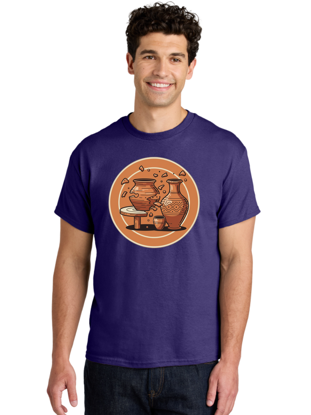 Broken-Clay-Pot Men'S Graphic Tee, 100% Cotton, Comfortable Casual Summer Wear, Machine Washable, Clay Pots, Pottery, Ceramics, Broken Pieces, Potter'S Wheel, Handmade Craftsmanship, Earthy Tones, Traditional Art, Cultural Heritage Baa236