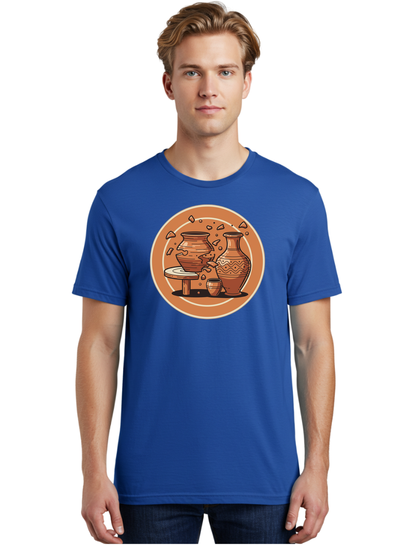 Broken-Clay-Pot Men'S Graphic Tee, 100% Cotton, Comfortable Casual Summer Wear, Machine Washable, Clay Pots, Pottery, Ceramics, Broken Pieces, Potter'S Wheel, Handmade Craftsmanship, Earthy Tones, Traditional Art, Cultural Heritage Baa236