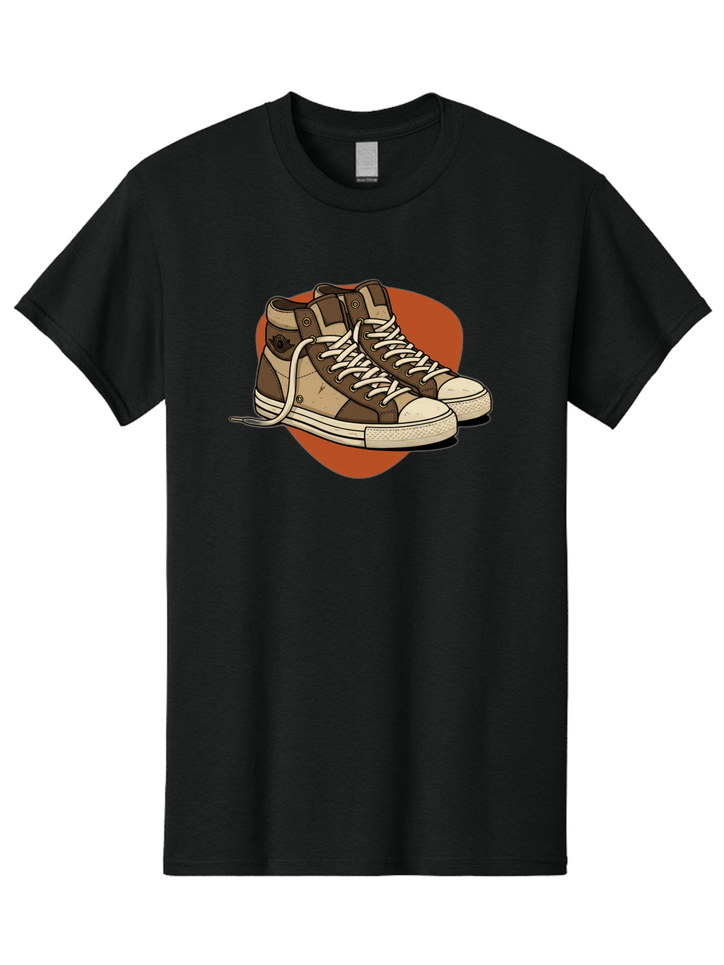 Brown-Converse-Sneakers Men'S Graphic Tee, 100% Cotton, Comfortable Casual Summer Wear, Machine Washable, Converse Shoes, High-Top Sneakers, Brown And Tan Sneakers, Casual Footwear, Fashion Sneakers, Streetwear Style, Laced Shoes, Baa238