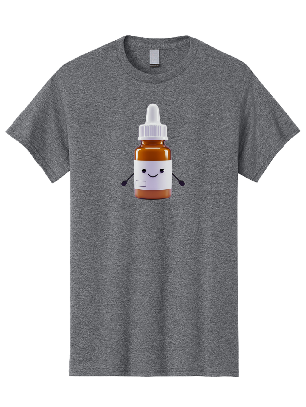 Brown-Medicine-Bottle-With-Smiley-Face Men'S Graphic Tee, 100% Cotton, Comfortable Casual Summer Wear, Machine Washable, Medicine Bottle With Smiley Face, Blank Label, Cute Medical Supplies, Humorous Healthcare, Quirky Medicine, Medical Humor, Baa240