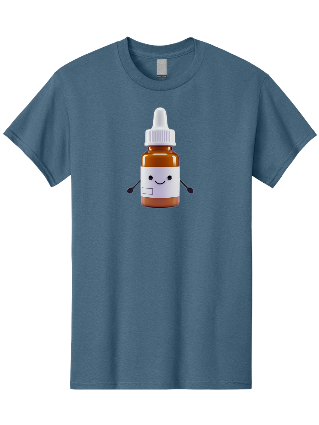 Brown-Medicine-Bottle-With-Smiley-Face Men'S Graphic Tee, 100% Cotton, Comfortable Casual Summer Wear, Machine Washable, Medicine Bottle With Smiley Face, Blank Label, Cute Medical Supplies, Humorous Healthcare, Quirky Medicine, Medical Humor, Baa240