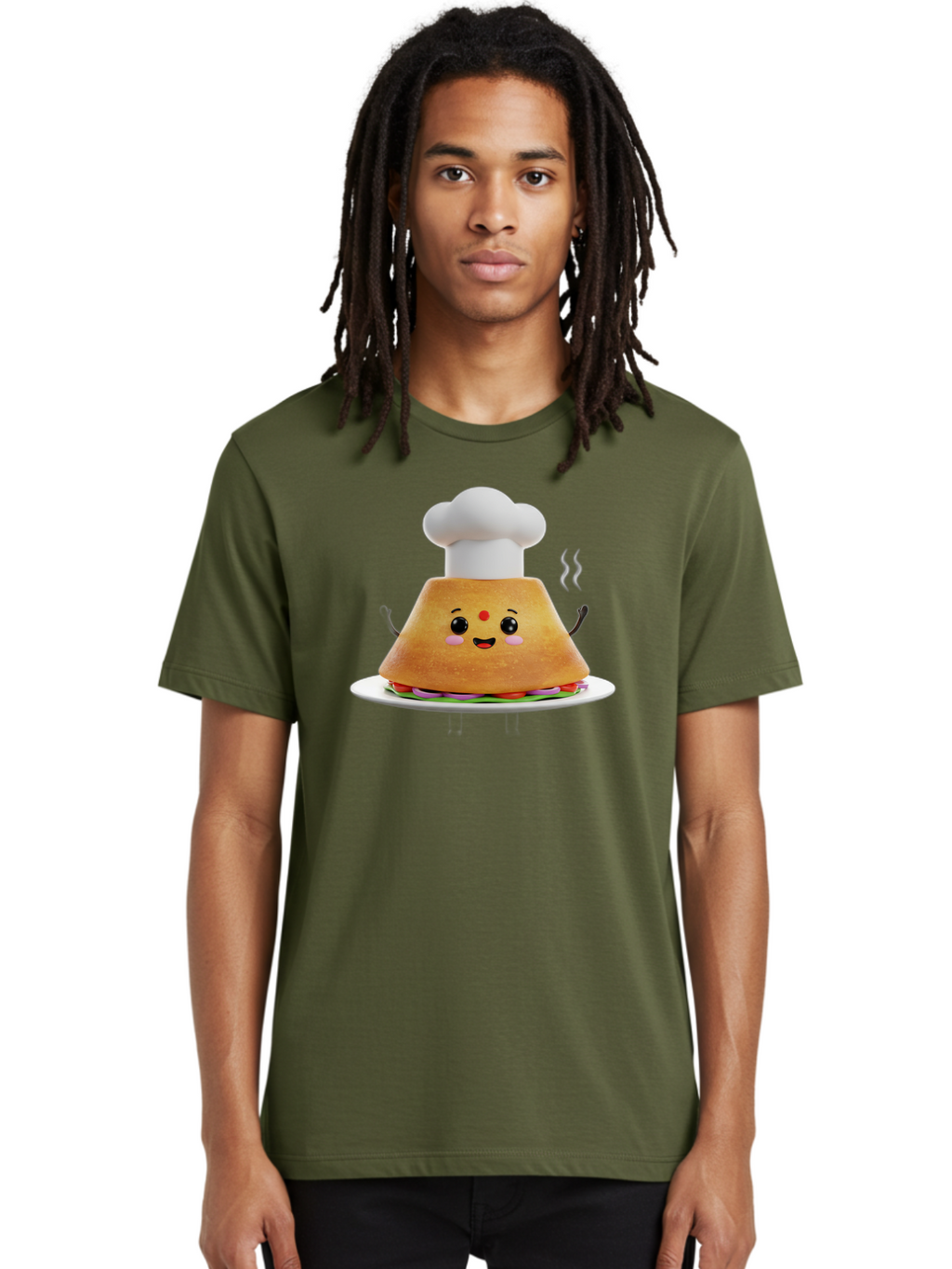 Burger-Chef Men'S Graphic Tee, 100% Cotton, Comfortable Casual Summer Wear, Machine Washable, Smiling Burger, Chef Hat, Cartoon Food, Happy Meal, Funny Character, Foodie Fun, Animated Scene, Kawaii Culture Baa242