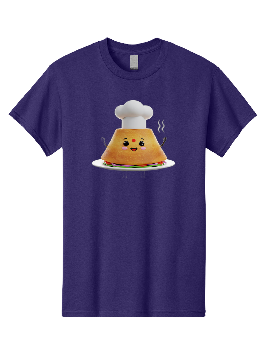 Burger-Chef Men'S Graphic Tee, 100% Cotton, Comfortable Casual Summer Wear, Machine Washable, Smiling Burger, Chef Hat, Cartoon Food, Happy Meal, Funny Character, Foodie Fun, Animated Scene, Kawaii Culture Baa242