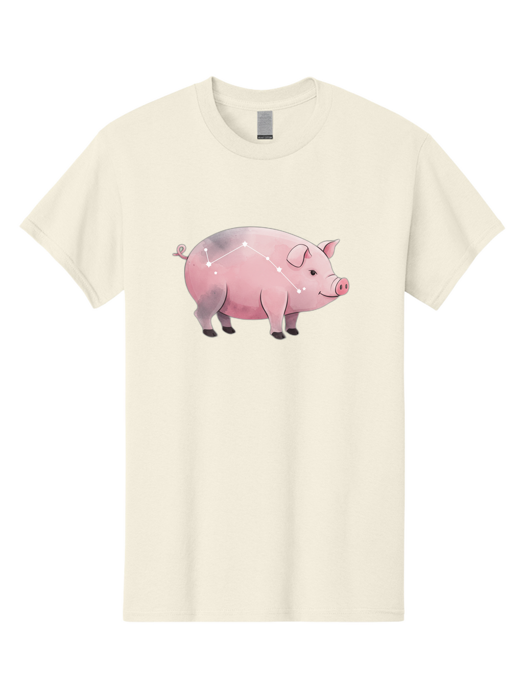 Cancer Men'S Graphic Tee, 100% Cotton, Comfortable Casual Summer Wear, Machine Washable, Cartoon Pig, Zodiac Sign, Astrology Symbol, Constellation Pattern, Cute Animal Illustration, Starry Design, Funny Pig Graphics Baa249