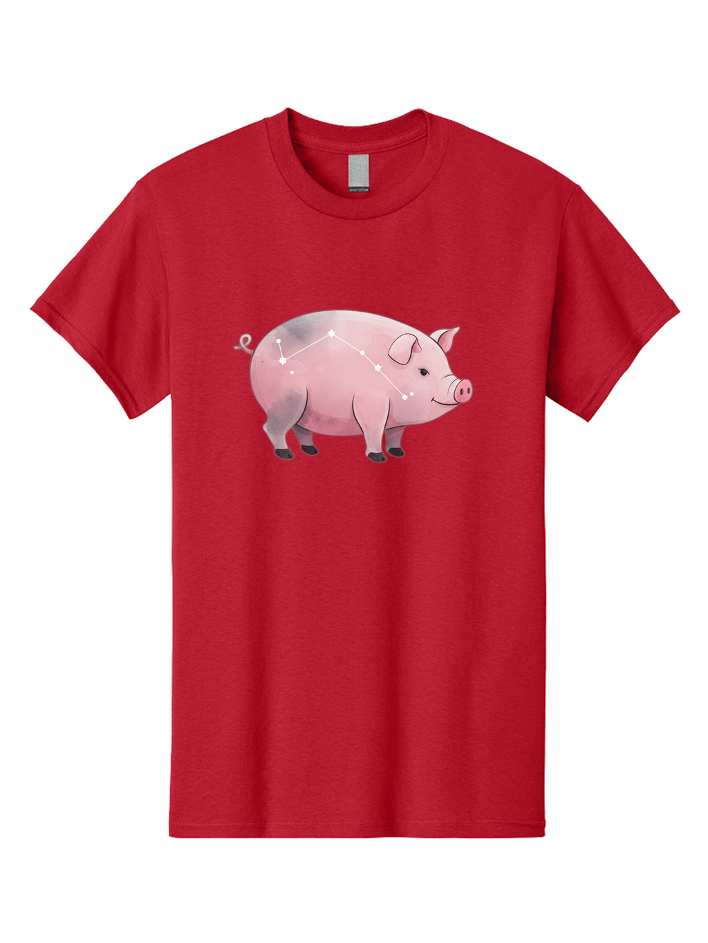 Cancer Men'S Graphic Tee, 100% Cotton, Comfortable Casual Summer Wear, Machine Washable, Cartoon Pig, Zodiac Sign, Astrology Symbol, Constellation Pattern, Cute Animal Illustration, Starry Design, Funny Pig Graphics Baa249