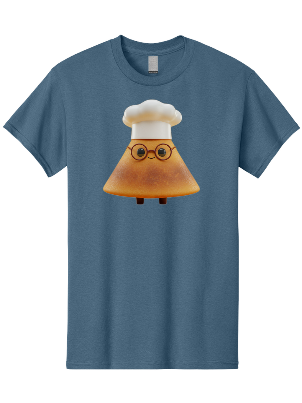 Caramel-Macchiato Men'S Graphic Tee, 100% Cotton, Comfortable Casual Summer Wear, Machine Washable, Cartoon Chef, Triangular Chef, Chef Hat, Round Glasses, Smiling Face, Black Eyes, Chef Character, Kitchen Staff, Cooking, Funny Character, Baa252