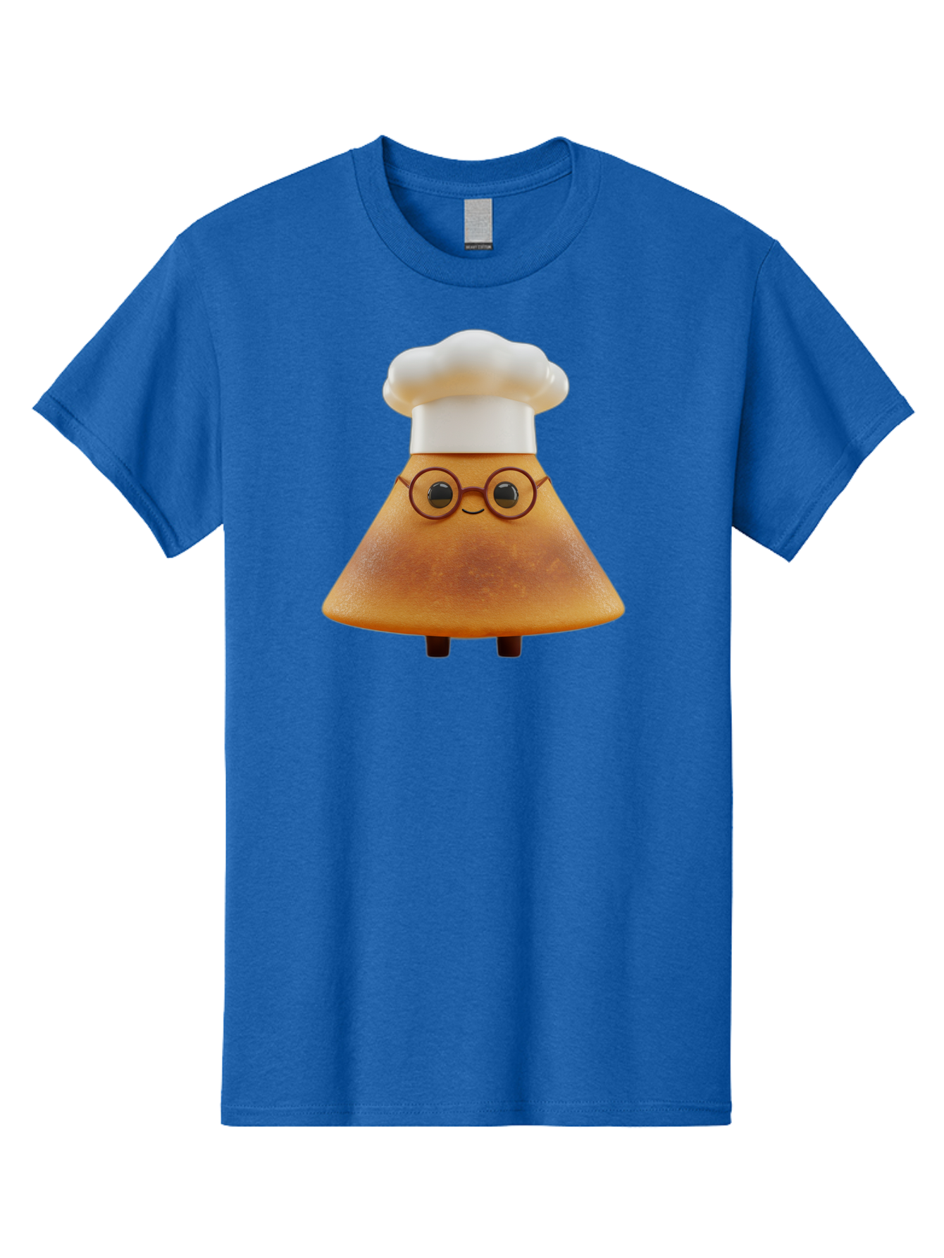 Caramel-Macchiato Men'S Graphic Tee, 100% Cotton, Comfortable Casual Summer Wear, Machine Washable, Cartoon Chef, Triangular Chef, Chef Hat, Round Glasses, Smiling Face, Black Eyes, Chef Character, Kitchen Staff, Cooking, Funny Character, Baa252